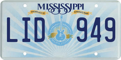 MS license plate LID949