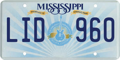 MS license plate LID960