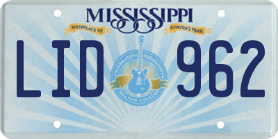MS license plate LID962