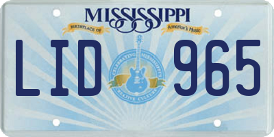 MS license plate LID965