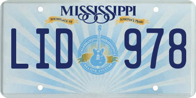 MS license plate LID978