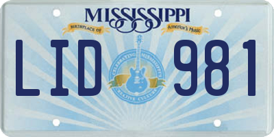 MS license plate LID981