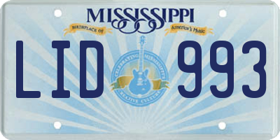 MS license plate LID993