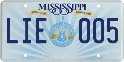 MS license plate LIE005