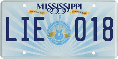 MS license plate LIE018