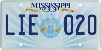 MS license plate LIE020