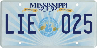 MS license plate LIE025