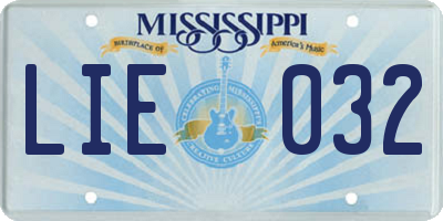 MS license plate LIE032