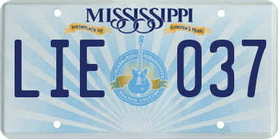 MS license plate LIE037