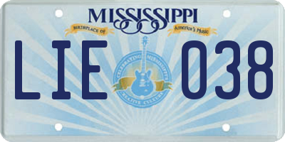 MS license plate LIE038