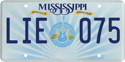 MS license plate LIE075