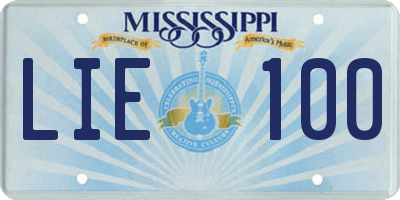MS license plate LIE100