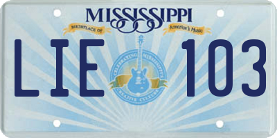 MS license plate LIE103