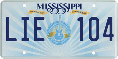 MS license plate LIE104