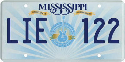 MS license plate LIE122