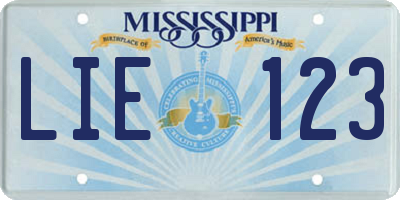MS license plate LIE123