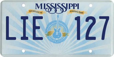 MS license plate LIE127