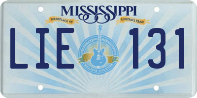 MS license plate LIE131