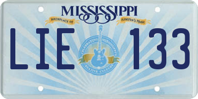 MS license plate LIE133