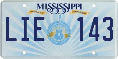 MS license plate LIE143