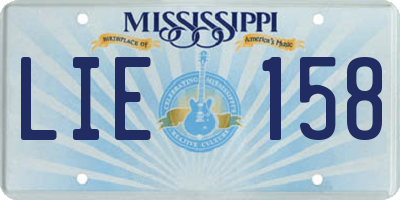 MS license plate LIE158