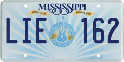 MS license plate LIE162