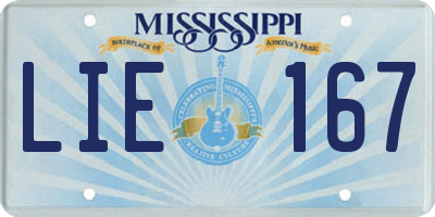 MS license plate LIE167