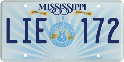 MS license plate LIE172