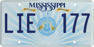 MS license plate LIE177