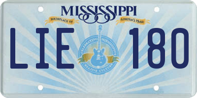 MS license plate LIE180
