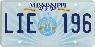 MS license plate LIE196