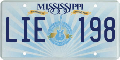 MS license plate LIE198