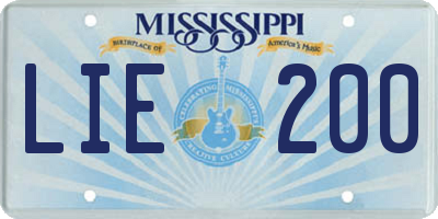 MS license plate LIE200