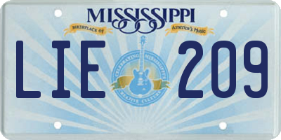 MS license plate LIE209