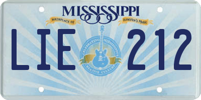 MS license plate LIE212