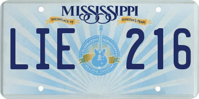 MS license plate LIE216