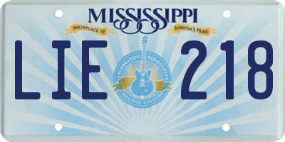 MS license plate LIE218