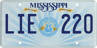 MS license plate LIE220