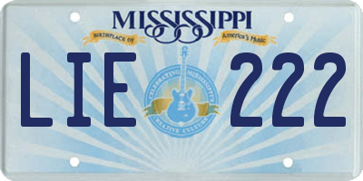 MS license plate LIE222