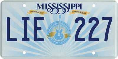 MS license plate LIE227