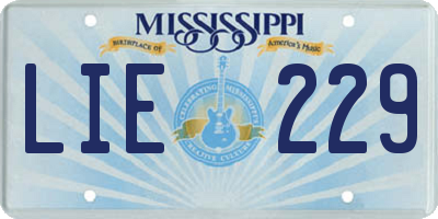 MS license plate LIE229