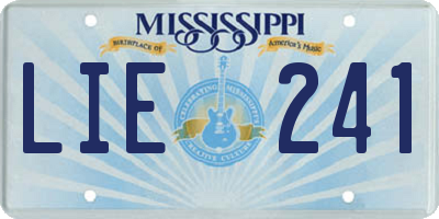 MS license plate LIE241