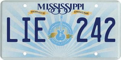 MS license plate LIE242