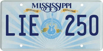 MS license plate LIE250