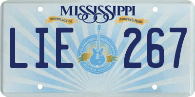 MS license plate LIE267