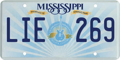 MS license plate LIE269