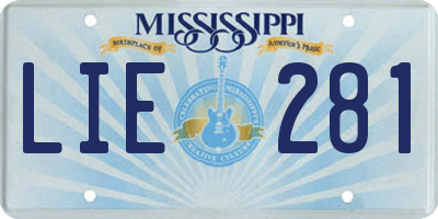 MS license plate LIE281