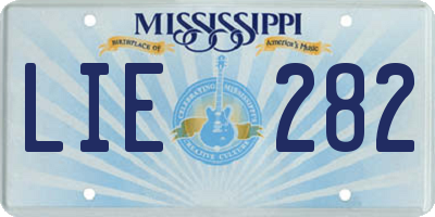 MS license plate LIE282