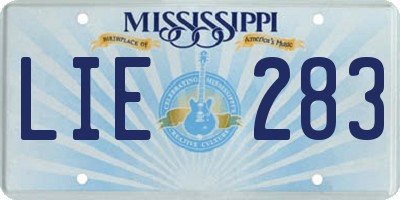 MS license plate LIE283