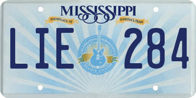 MS license plate LIE284